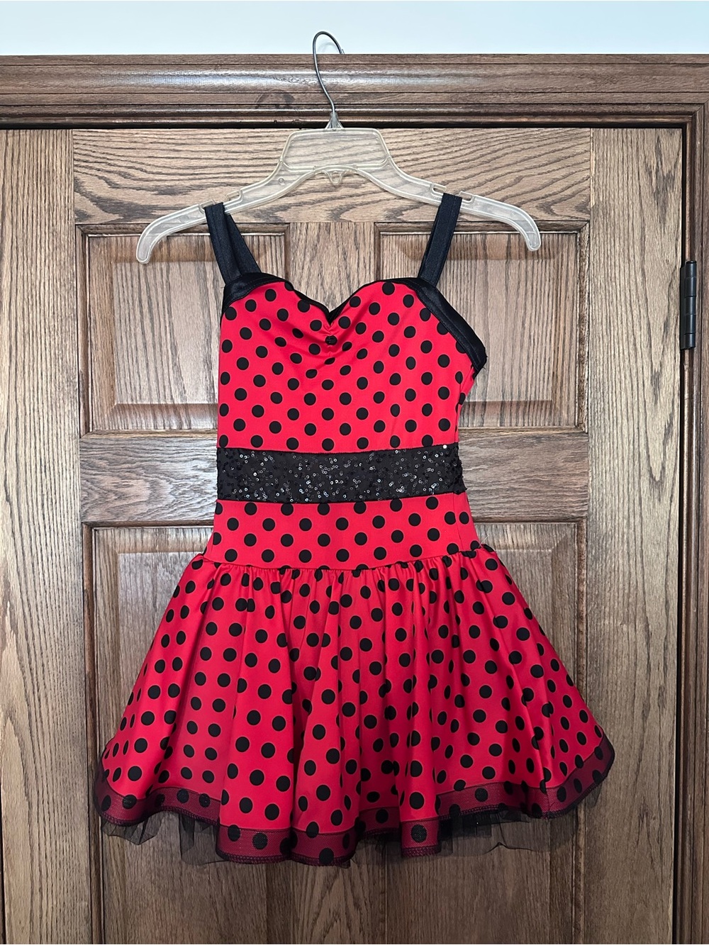 Weissman Red and Black Polka Dot Dance Dress